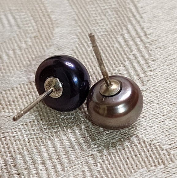 VINTAGE MISMATCHED HAITIAN PEARL STUD EARRINGS – 925 STERLING SILVER, AS-IS - Picture 5 of 14